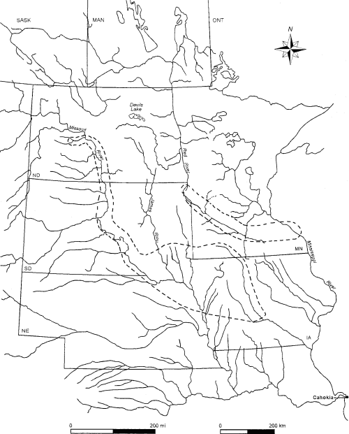 General territory of Northeastern Plains Village Tradition, all phases combined (After Henning and Toom 2003)