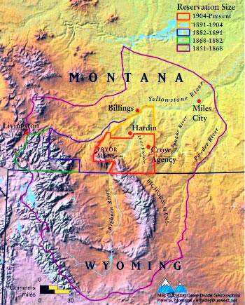 Map: Crow Reservation Land Cessions, 1851-present